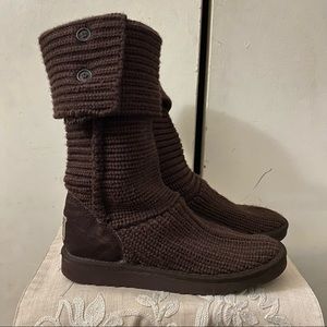 UGG Australia Classic Cardy Brown Knit boots